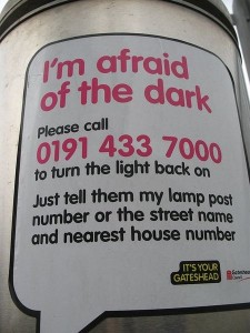 Lamppost, Gateshead Request for condition reports on street lighting. One of these is on every lamppost. Photo borrowed from http://www.geograph.org.uk/photo/1199747